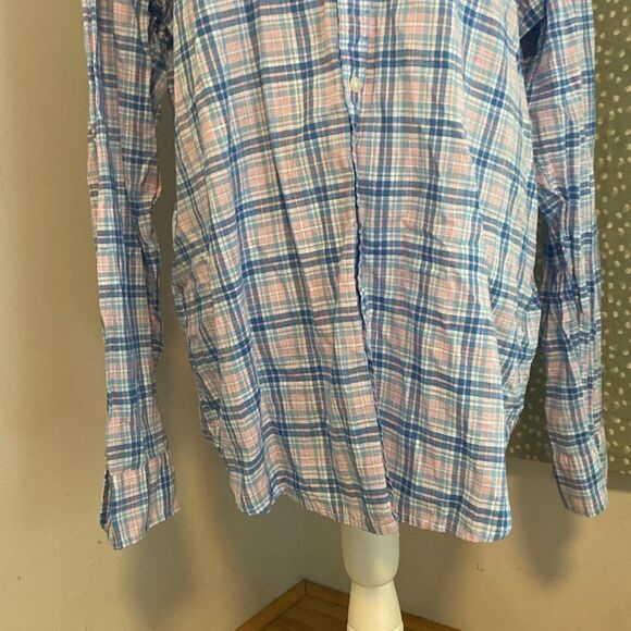 Vineyard Vines Blue & Pink Plaid Slim Fit Tucker Shirt Size XL - Picture 3 of 7